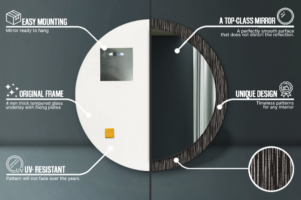 Ronde wandspiegel met print Abstract metaal