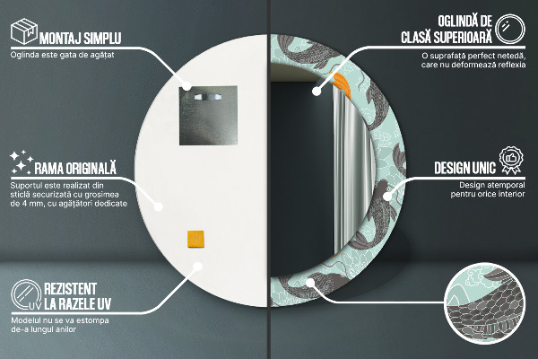 Bedrukte ronde spiegel Chinese karper