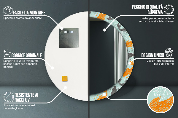 Bedrukte ronde spiegel Chinese karper