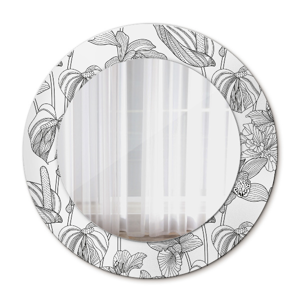 Ronde spiegel met decoratie Bloemenpatroon