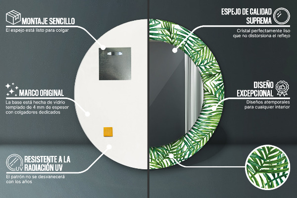 Bedrukte ronde spiegel Tropische palmboom