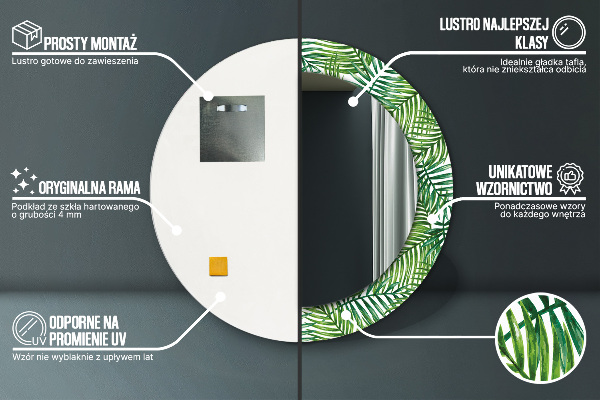 Bedrukte ronde spiegel Tropische palmboom