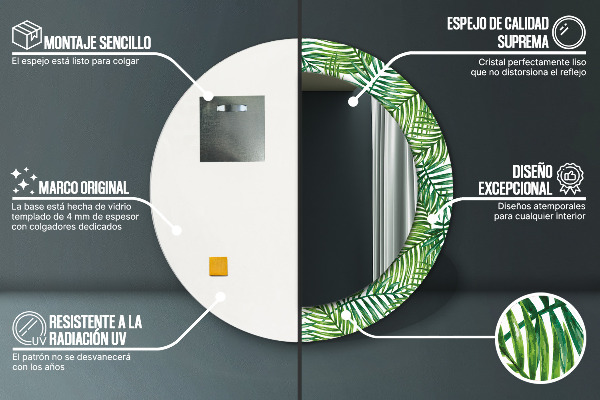 Bedrukte ronde spiegel Tropische palmboom