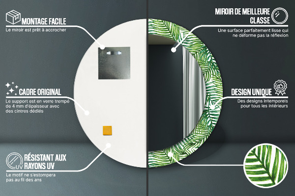 Bedrukte ronde spiegel Tropische palmboom