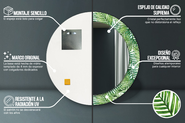Bedrukte ronde spiegel Tropische palmboom