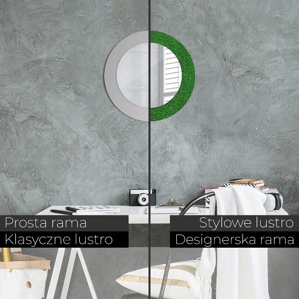 Bedrukte ronde spiegel groen gras