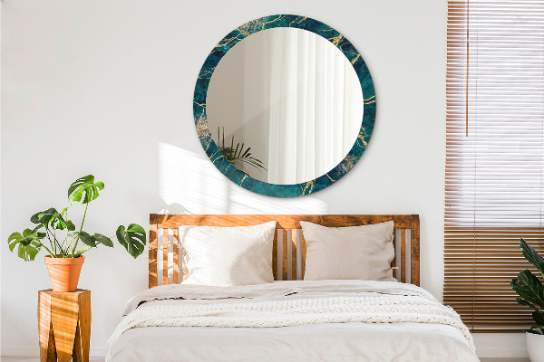 Bedrukte ronde spiegel Groen malachietmarmer