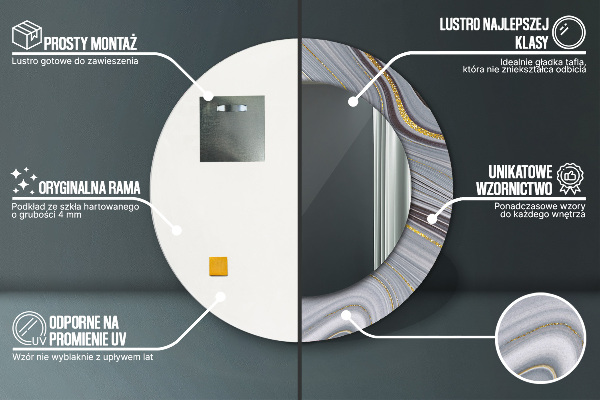 Ronde spiegel met decoratie Grijs marmer