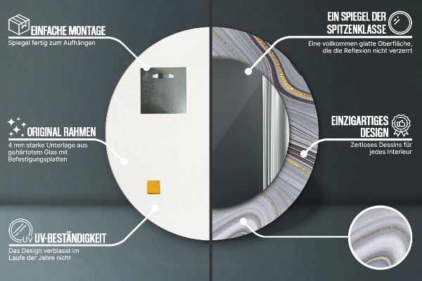 Ronde spiegel met decoratie Grijs marmer