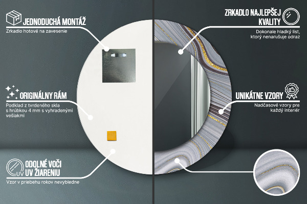 Ronde spiegel met decoratie Grijs marmer