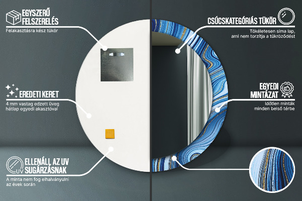 Bedrukte ronde spiegel Blauwe marmering