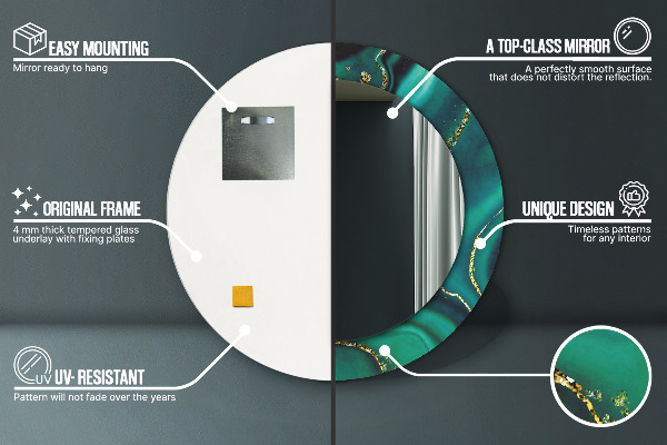 Ronde spiegel met decoratie Smaragd marmer