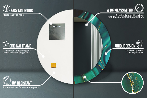 Ronde spiegel met decoratie Smaragd marmer