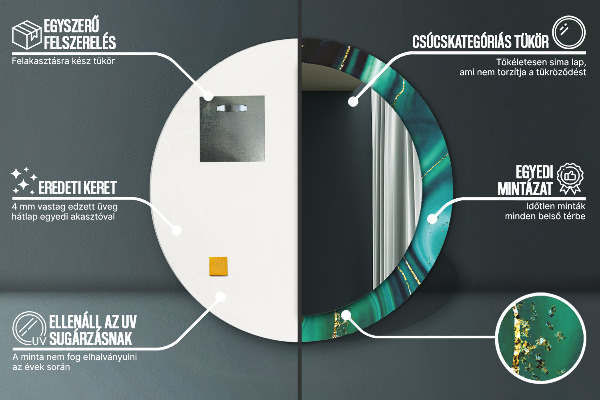 Ronde spiegel met decoratie Smaragd marmer