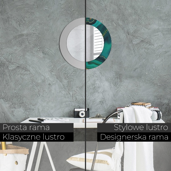 Ronde spiegel met decoratie Smaragd marmer