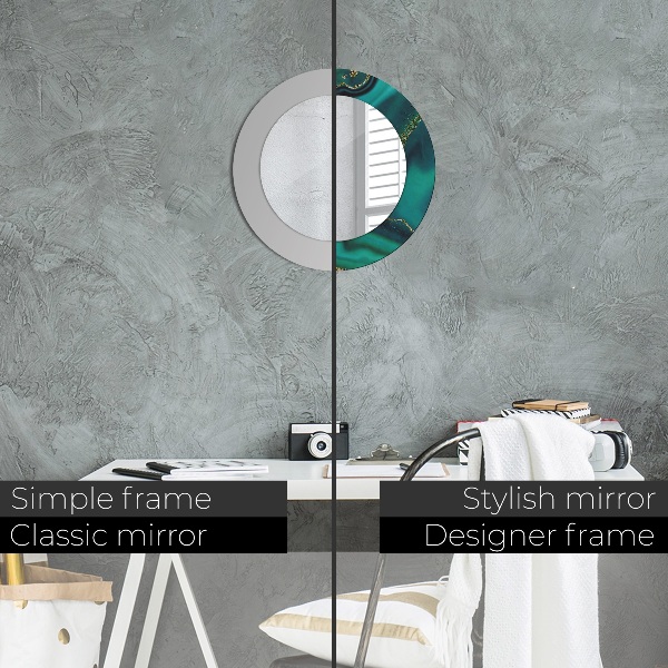 Ronde spiegel met decoratie Smaragd marmer