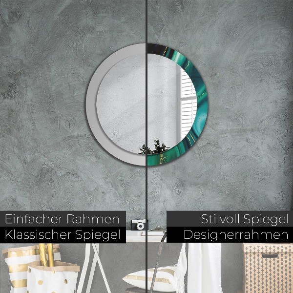 Ronde spiegel met decoratie Smaragd marmer