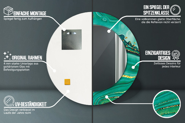 Bedrukte ronde spiegel Agaat jaspis marmer