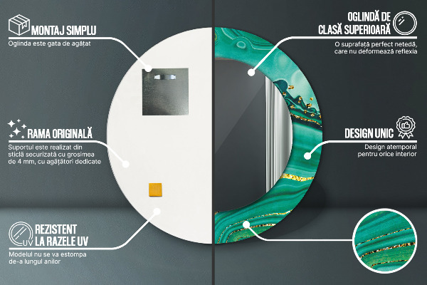 Bedrukte ronde spiegel Agaat jaspis marmer