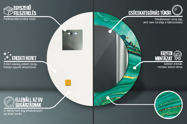 Bedrukte ronde spiegel Agaat jaspis marmer