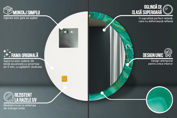 Bedrukte ronde spiegel Agaat jaspis marmer
