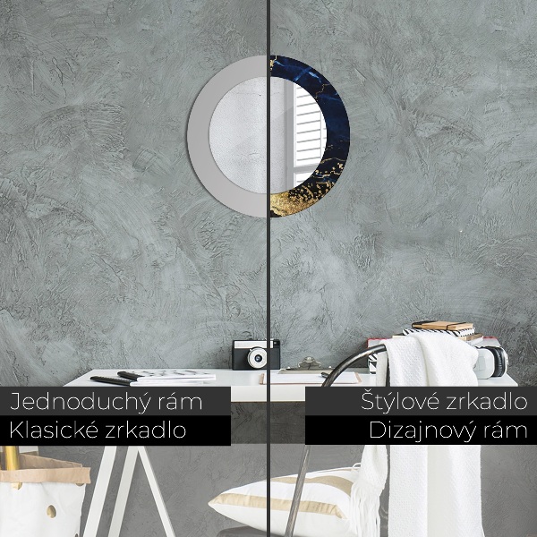 Bedrukte ronde spiegel Blauw marmer