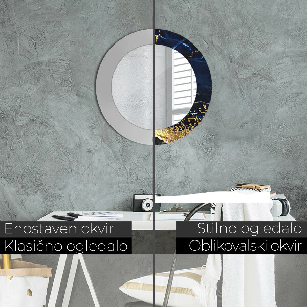 Bedrukte ronde spiegel Blauw marmer