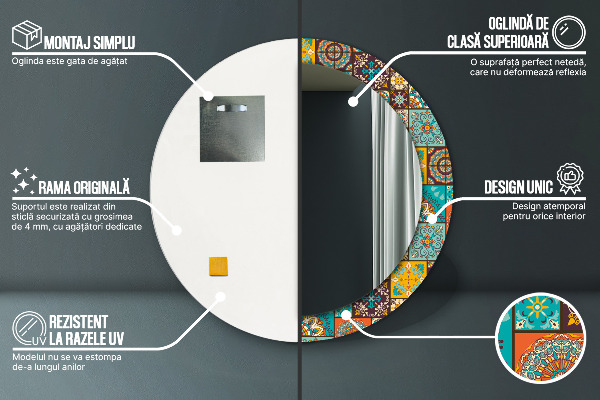 Bedrukte ronde spiegel Arabisch patroon