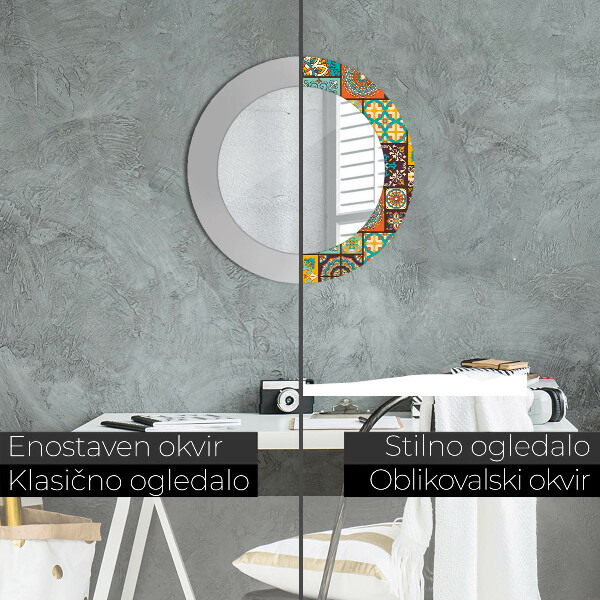 Bedrukte ronde spiegel Arabisch patroon