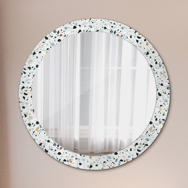 Ronde spiegel met bedrukte lijst Natuursteen