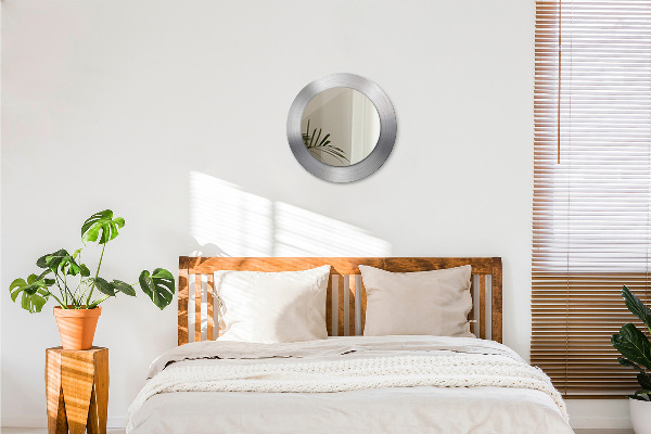 Ronde spiegel met bedrukte lijst Glanzend staal