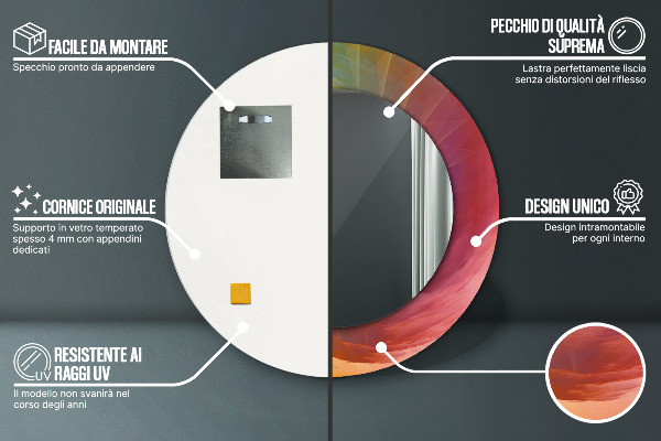 Ronde wandspiegel met print Hypnotiserende spiraal