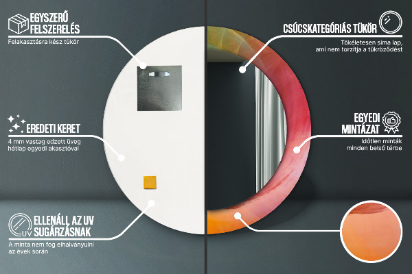 Ronde wandspiegel met print Hypnotiserende spiraal