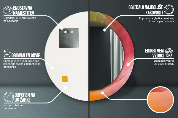 Ronde wandspiegel met print Hypnotiserende spiraal