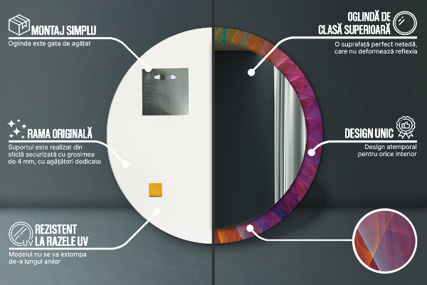 Ronde wandspiegel met print Hypnotiserende spiraal