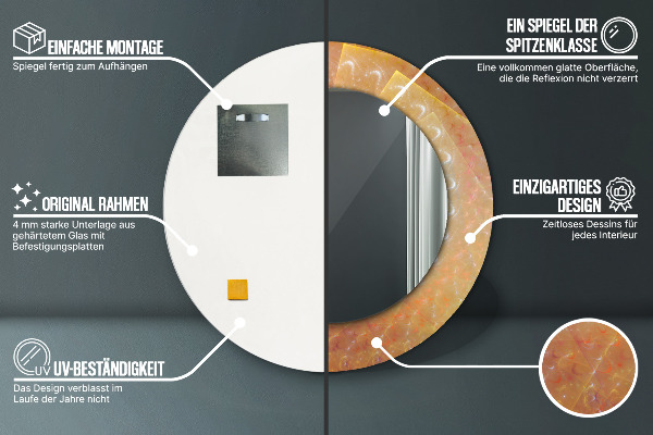 Bedrukte ronde spiegel Spiraalvormige abstractie