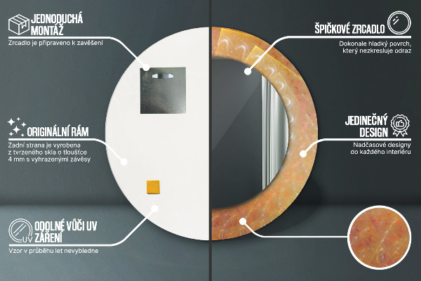 Bedrukte ronde spiegel Spiraalvormige abstractie