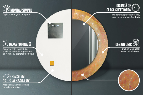 Bedrukte ronde spiegel Spiraalvormige abstractie