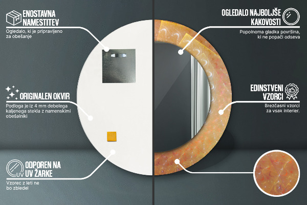 Bedrukte ronde spiegel Spiraalvormige abstractie