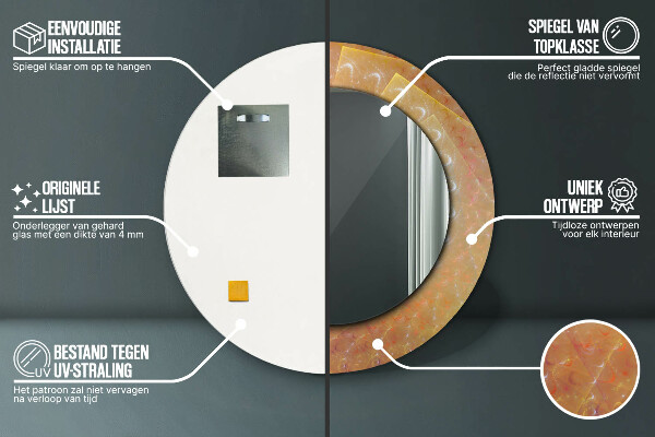Bedrukte ronde spiegel Spiraalvormige abstractie