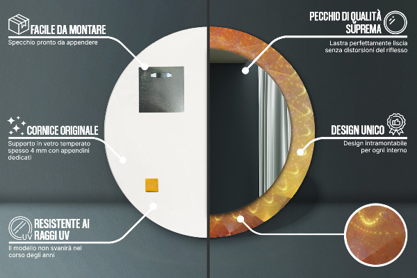 Bedrukte ronde spiegel Spiraalvormige abstractie