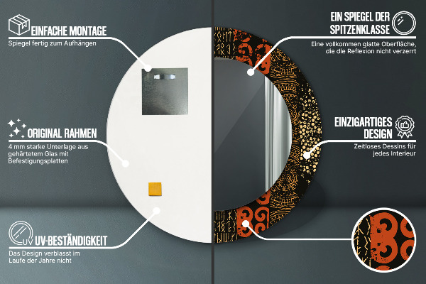 Ronde spiegel met decoratie Grunge abstracte patroon