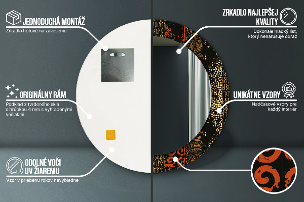 Ronde spiegel met decoratie Grunge abstracte patroon