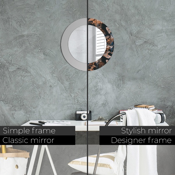 Ronde wandspiegel met print Donkere tropische bladeren