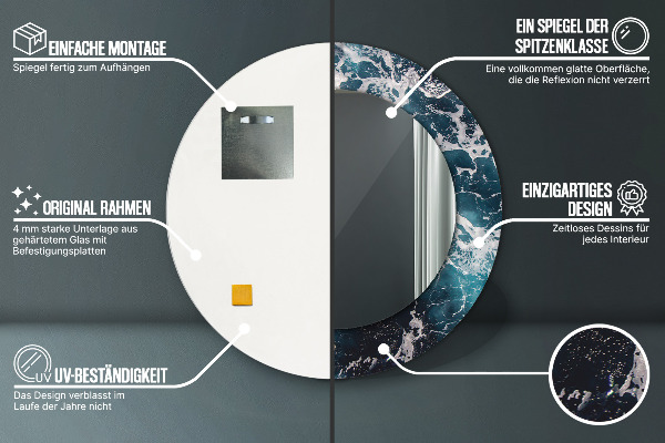 Bedrukte ronde spiegel Stormachtige zee