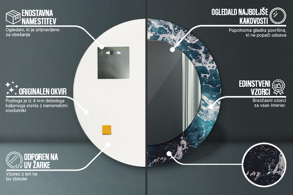 Bedrukte ronde spiegel Stormachtige zee