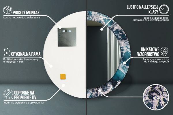 Bedrukte ronde spiegel Stormachtige zee