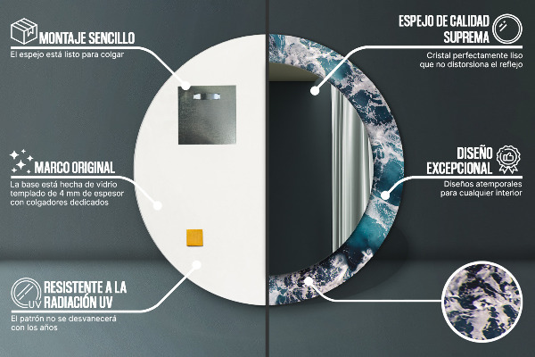 Bedrukte ronde spiegel Stormachtige zee