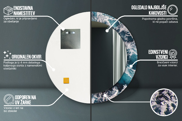 Bedrukte ronde spiegel Stormachtige zee