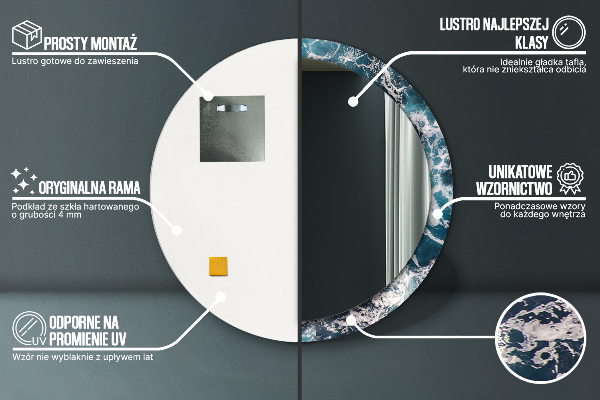 Bedrukte ronde spiegel Stormachtige zee